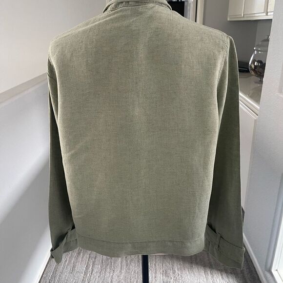 Nicole Miller Crop Utility Jacket Size: Medium Color: Sage - Picture 2 of 11